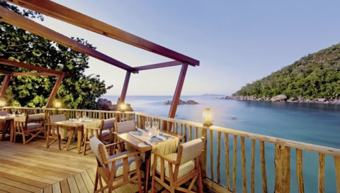 Veranda mit Blick auf die Bucht