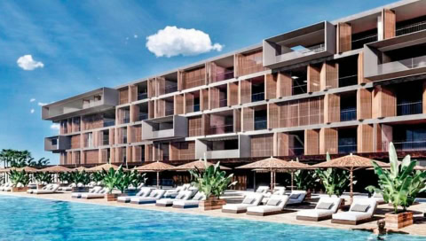 Hotelgebäude und Pool