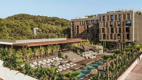 Poolanlage und Sonnenliegen